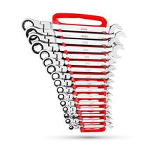 Conjunto de chaves combinadas de catraca Jaeger de 16 peças IN/SAE Flex Head TIGHTSPOT com rack de bloqueio - Conjunto principal Flexhead de polegadas com chaves de velocidade de catraca flexíveis e um estojo de fixação