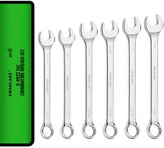 Conjunto de chaves combinadas multiuso de 6 peças, SAE e padrão de 15/16" a 1-1/4", CR-V tratado termicamente, conjunto de chaves grandes com extremidade de caixa de 12 pontos, conjunto de ferramentas Master Long Mechanic com bolsa rolante