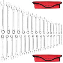 Conjunto de chaves combinadas ROCHOOF, aço cromo-vanádio de 33 peças Conjunto de chaves combinadas ROCHOOF, aço cromo-vanádio de 33 peças