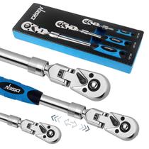 Conjunto de chaves de catraca, cabeça flexível extensível DISEN, 3 peças e 72 dentes