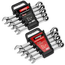 Conjunto de chaves de catraca DISEN, 10 unidades SAE e métricas com organizador