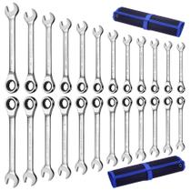 Conjunto de chaves de catraca Qnkaa 24 unidades métricas de 8-19 mm e SAE 1/4-7/8 Conjunto de chaves de catraca Qnkaa 24 unidades métricas de 8-19 mm e SAE 1/4-7/8