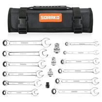 Conjunto de chaves de catraca SORAKO 12 peças SAE 6-21 mm com bolsa