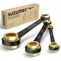 Conjunto de chaves de catraca SUZUME 4 em 1, 3 peças métricas de 8 a 19 mm com bolsa