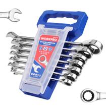Conjunto de chaves de catraca WORKPRO, 7 peças, 8-17 mm, com prateleira organizadora
