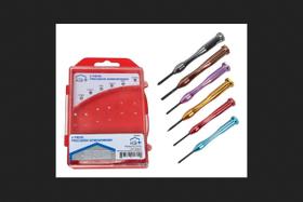 Conjunto de chaves de fenda de precisão, 6 peças de aço carbono multicolorido
