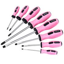 Conjunto de chaves de fenda FASTPRO de 8 peças rosa magnético para mulheres