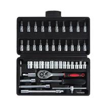 Conjunto De Chaves De Soquete De 1/4 De Polegada Com 46 Peças, Conjunto De Bits Métricos Com Barra