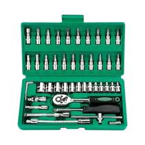 Conjunto De Chaves De Soquete De 1/4 De Polegada Com 46 Peças, Incluindo Conjunto De Bits Métricos E Conjunto De Chaves De Soquete De 1/4 De Polegada Com 46 Peças, Incluindo Conjunto De Bits Métricos E