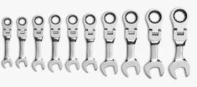 Conjunto de chaves GEARWRENCH 10 peças 12 Pt. Métrica de combinação de catraca Stubby Flex Head Conjunto de chaves GEARWRENCH 10 peças 12 Pt. Métrica de combinação de catraca Stubby Flex Head