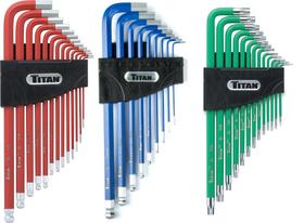 Conjunto de Chaves Hexagonais Titan 12763 - 35 Peças (Estrela, Métrica e SAE)