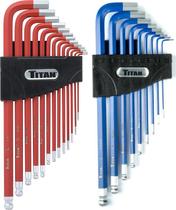 Conjunto de Chaves Hexagonais Titan 12764 - 22 Peças (SAE e Métrico) Conjunto de Chaves Hexagonais Titan 12764 - 22 Peças (SAE e Métrico)