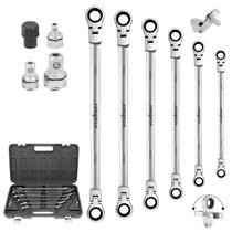 Conjunto de chaves HORUSDY, 10 peças, cabeça flexível extra longa, 8-19 mm