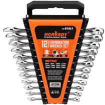 Conjunto de chaves HORUSDY, métrico de 12 peças, com organizador de 8-19 mm