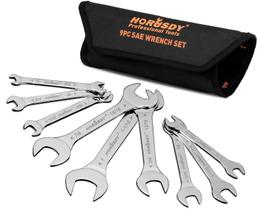 Conjunto de chaves HORUSDY Thin Open End de 9 peças SAE 1/4-1 com bolsa