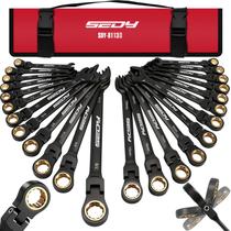 Conjunto de Chaves SEDY 24 Peças com Cabeça Flexível Métrico e SAE CR-V Conjunto de Chaves SEDY 24 Peças com Cabeça Flexível Métrico e SAE CR-V