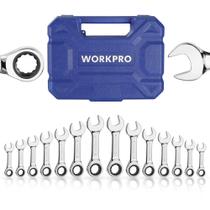 Conjunto de chaves Stubby com combinação de catraca WORKPRO, 14 unidades