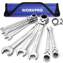 Conjunto de chaves WORKPRO Flex-Head Ratcheting, 8 peças, métrico de 8 a 17 mm