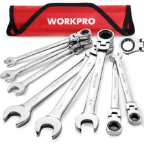 Conjunto de chaves WORKPRO Flex-Head Ratcheting 8 peças SAE 5/16-3/4 pol Conjunto de chaves WORKPRO Flex-Head Ratcheting 8 peças SAE 5/16-3/4 pol