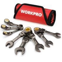 Conjunto de chaves WORKPRO Flex Head Stubby Ratcheting 8 peças SAE