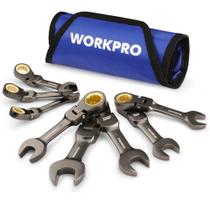 Conjunto de chaves WORKPRO Flex Head Stubby Ratcheting 9-17 mm 8 unidades