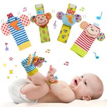 Conjunto de chocalhos de pulso para bebês e meias para pés Play-Funny Conjunto de chocalhos de pulso para bebês e meias para pés Play-Funny