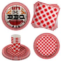 Conjunto de churrasco Birthday Galore Gingham de 64 peças