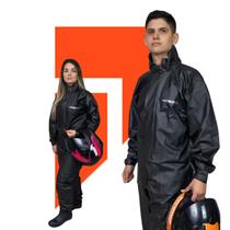 Conjunto De Chuva Pioneira Combate PVC 0.28mm Impermeável Motoqueiro Motoboy Flexível Reforçado Refletivo Zíper Gola Alta Jaqueta E Calça