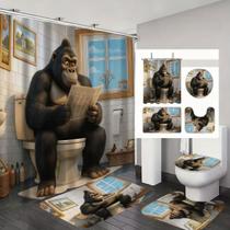 Conjunto de chuveiro de banheiro Cartoon Gorilla 4 peças à prova d'água