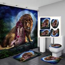 Conjunto de chuveiro de banheiro Fantasy Lion Waterproof 4 unidades
