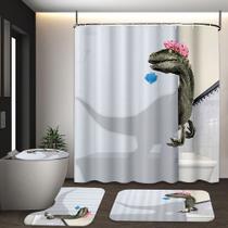 Conjunto de chuveiro de banheiro Funny Dinosaur Waterproof 4 unidades Conjunto de chuveiro de banheiro Funny Dinosaur Waterproof 4 unidades