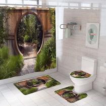 Conjunto de chuveiro de banheiro Garden Archway 4 peças de poliéster Conjunto de chuveiro de banheiro Garden Archway 4 peças de poliéster