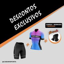 Conjunto de ciclismo Camisa Ariel rosa e Bermuda Madone + bandana preta Cabani Sports-