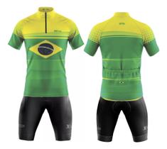 Conjunto de Ciclismo Camisa C/ Proteção UV e Bermuda C/ Forro Interno