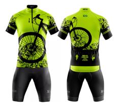 Conjunto de Ciclismo Camisa C/ Proteção UV e Bermuda C/ Forro Interno