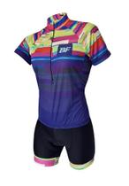 Conjunto De Ciclismo Feminino Be Fast Listras Coloridas Conjunto De Ciclismo Feminino Be Fast Listras Coloridas