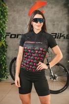 Conjunto de Ciclismo Feminino Camisa e Bermuda Espuma Com Bolsos Mtb