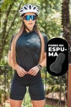 Conjunto de Ciclismo Feminino - Camisa Way Fresh Preta e Bermuda Espuma Way