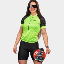 Conjunto de Ciclismo Feminino- Camisa Way Fresh Verde Limão e Bermuda GEL Conjunto de Ciclismo Feminino- Camisa Way Fresh Verde Limão e Bermuda GEL