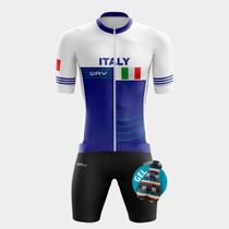 Conjunto de Ciclismo Itália Azul TR4 PREMIUM Masculino com Forro de Gel