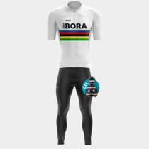 Conjunto de Ciclismo Masculino - Camisa Bora Branca (Pro) e Calça GEL