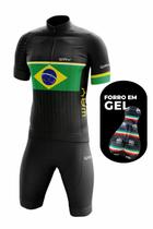 Conjunto de Ciclismo Masculino- Camisa Brasil Points 2 e Bermuda GEL