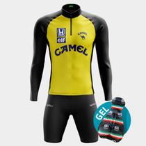 Conjunto de Ciclismo Masculino- Camisa Camel MANGA LONGA (PRO) e Bermuda GEL WAY