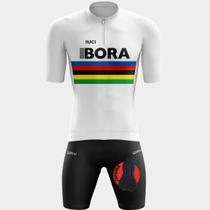 Conjunto de Ciclismo Masculino Camisa e Bermuda Forro Espuma Masculina Camiseta Bolsos Traseiros Porteção Uv Ziper Bike Mtb