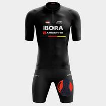 Conjunto de Ciclismo Masculino Camisa e Bermuda Forro Espuma Masculina Camiseta Bolsos Traseiros Porteção Uv Ziper Bike Mtb
