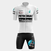 Conjunto de Ciclismo Masculino Camisa Premium e Bermuda Forro Gel Camiseta Manga Curta Zíper Total Bolsos Traseiros Prot