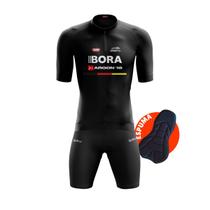 Conjunto de Ciclismo Masculino Camisa PRO Manga Curta com 3 Bolsos Traseiros e Bermuda Forro Espuma com Bolsos Laterais