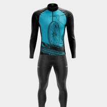 Conjunto de Ciclismo Masculino Camisa PRO Manga Longa e Calça Forro Gel Camiseta Proteção Uv Bolso Traseiro Ziper Conjunto de Ciclismo Masculino Camisa PRO Manga Longa e Calça Forro Gel Camiseta Proteção Uv Bolso Traseiro Ziper