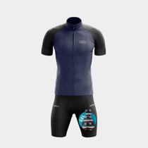 Conjunto de Ciclismo Masculino- Camisa Way Fresh Azul Marinho e Bermuda GEL Conjunto de Ciclismo Masculino- Camisa Way Fresh Azul Marinho e Bermuda GEL