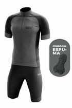 Conjunto de Ciclismo Masculino- Camisa Way Fresh Cinza e Bermuda Espuma